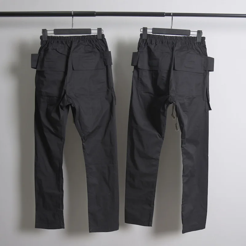 High Street Men's Casual Pants Pockets Design Cargo Pants Cotton Full Length Drawstring Techwear Men's Clothing 2