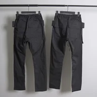 High Street Men's Casual Pants Pockets Design Cargo Pants Cotton Full Length Drawstring Techwear Men's Clothing 2