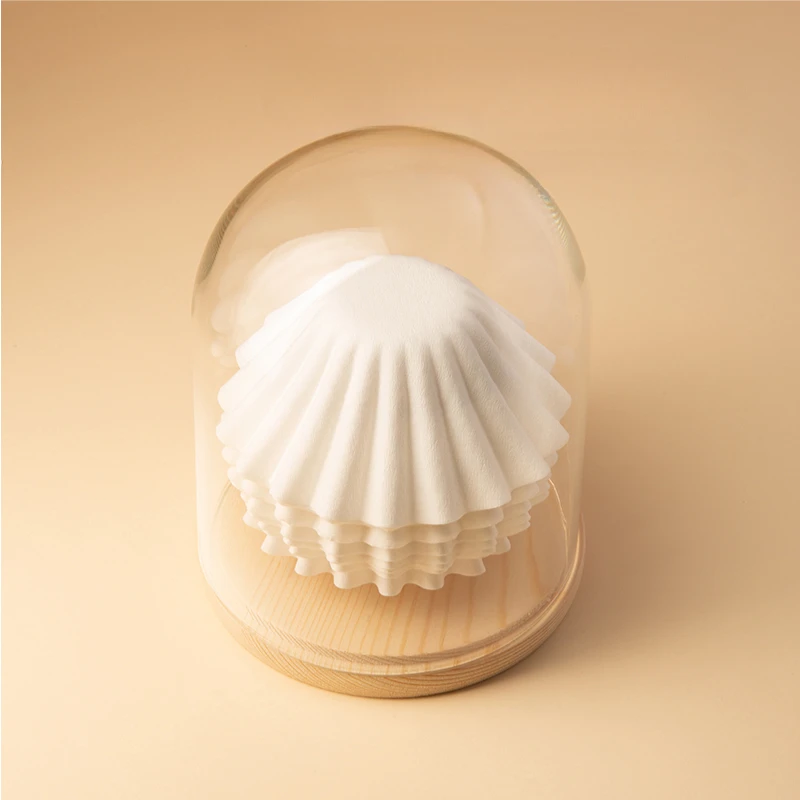 Cake Filter Paper Storage Box Glass Solid Wood Coffee Filter Paper Storage Rack Dustproof Storage 4