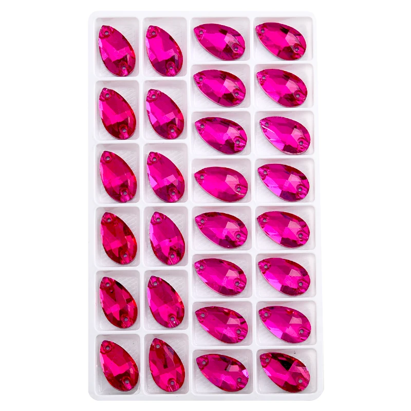 Teardrop Glass Sew On Rhinestones Crystal AB Flatback Stone For Diy Clothes Accessories All Size
