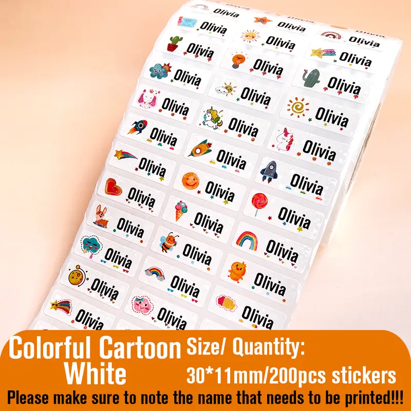 Custom Name Tag Sticker Waterproof Kawaii Stickers Decals Personalized First Name Label for Children School Stationery Bottle - Image 8