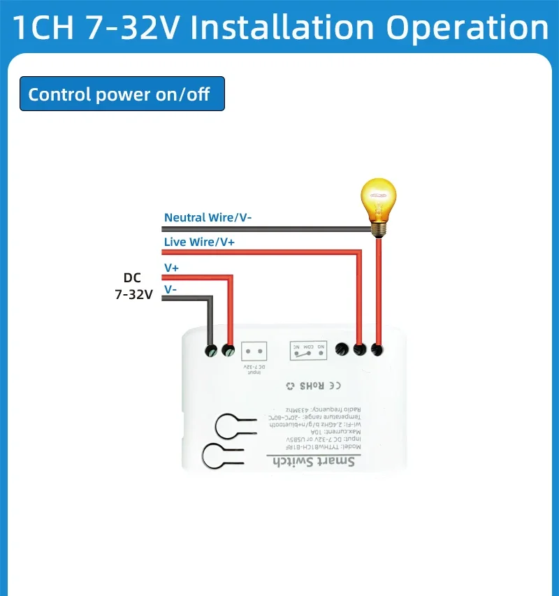 Tuya Smart Life 5V 32V Passive Dry Contact WiFi Switch Relay Temperature Humidit