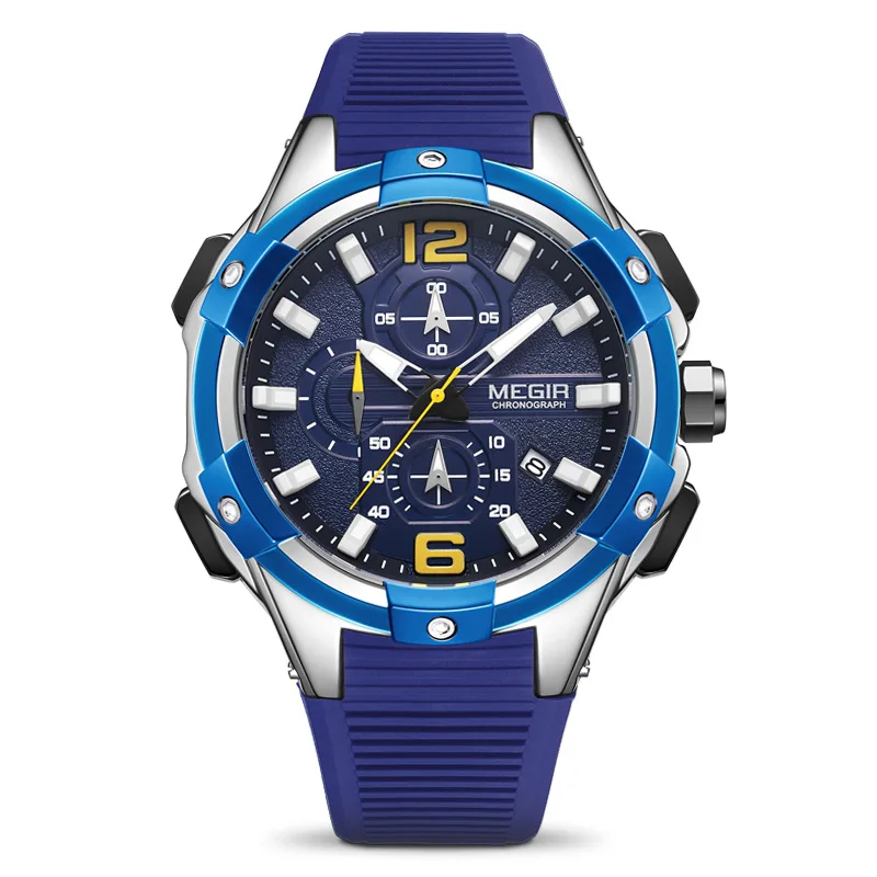 

Luxury Quartz Watch for Men with Chronograph Male Military Sports Wristwatch with Luminous Hands Silicone Strap Waterproof Clock