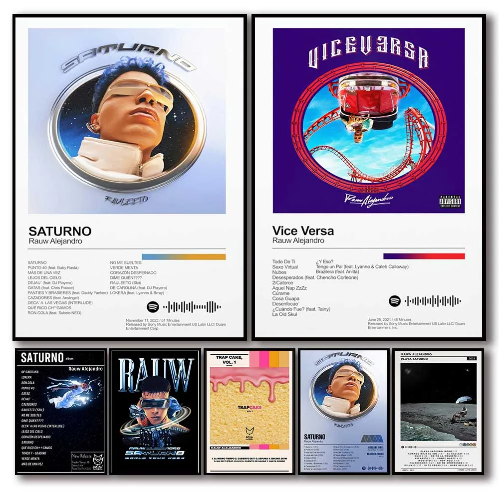 

Pop Singer Rauw Alejandro Music Saturno Album Poster Aesthetic Set Like Rapper Cover Canvas Print Wall Art Home Room Decor Gift