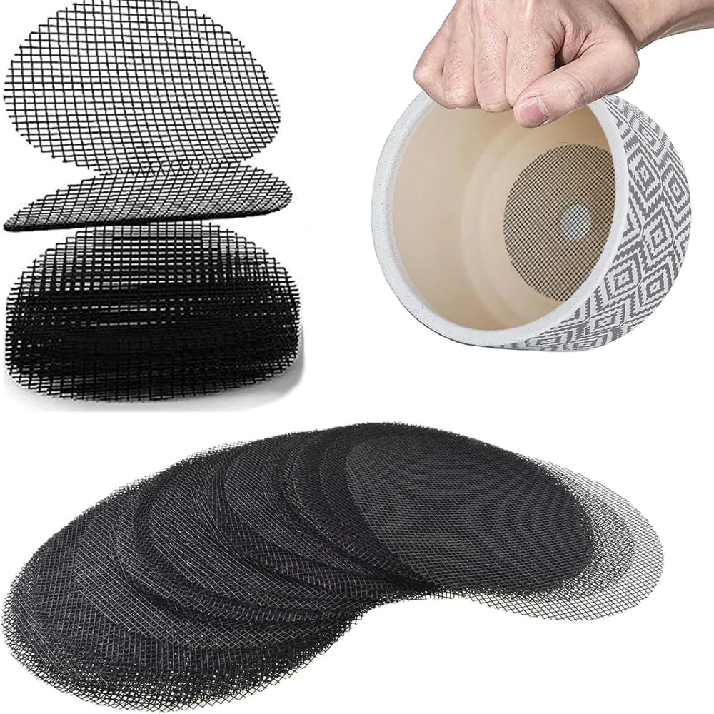Black Ceramic Flowerpot Gasket Mesh Pad for Breathable Soil