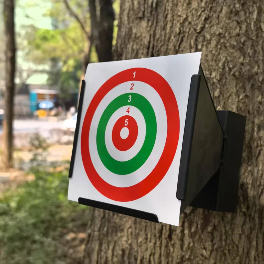 14*14*17 cm Funnel-shaped Shooting Practice Target Box with Slingshot Target Paper (20 Pcs Included)