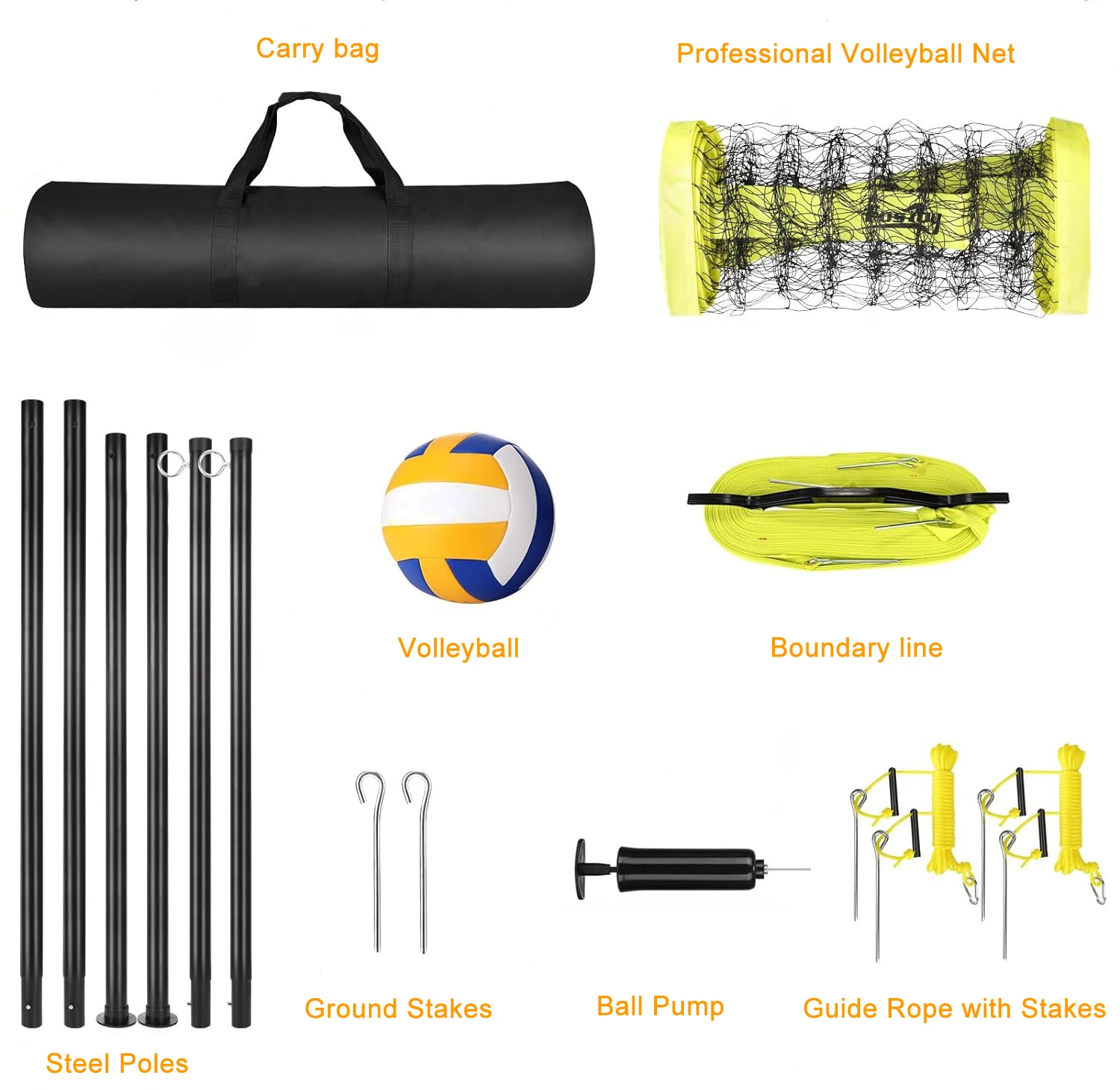 Portable Professional Outdoor Volleyball Net Set with Adjustable Height Steel Poles and Anti-Sag System Training Equipment