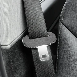 Universal Leather Car Seat Belt Buckle Protector - Anti - Collision Interior Accessory (GRAY)