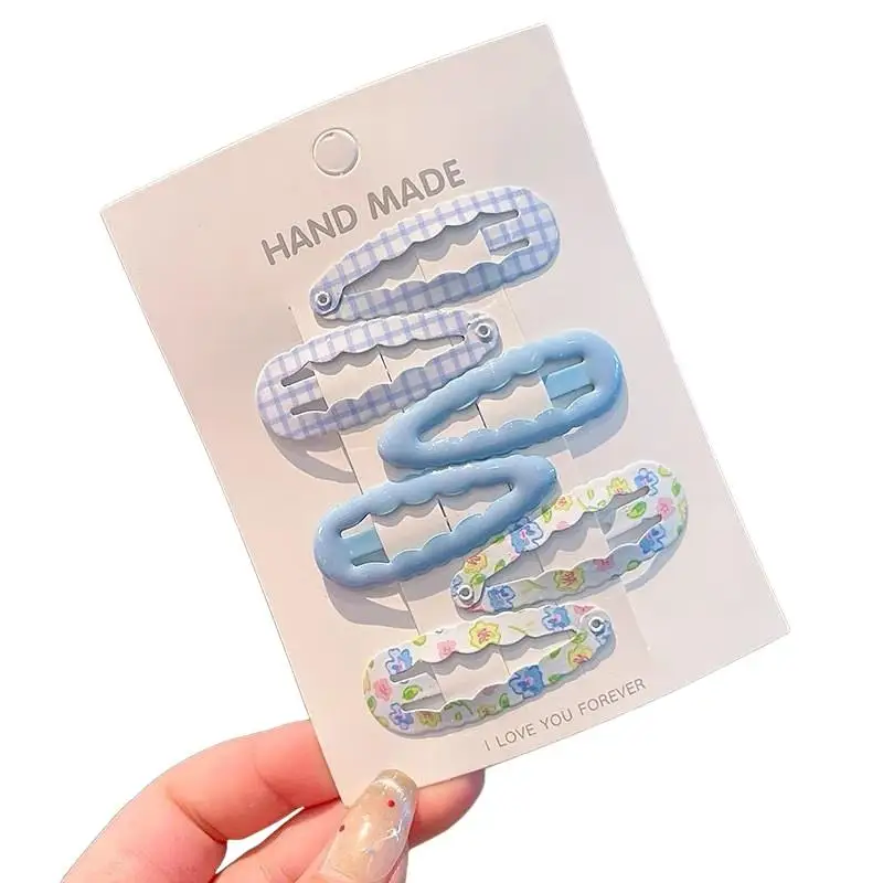Süße Spitzen-Haarspangen für Mädchen, bunte koreanische Blumen-BB-Klauen-Haarspangen, Kinder-Pony-Haarspangen, Ins-Viral-Karo-Print, rutschfeste Haarspangen-Set, Geschenk – Detail 7