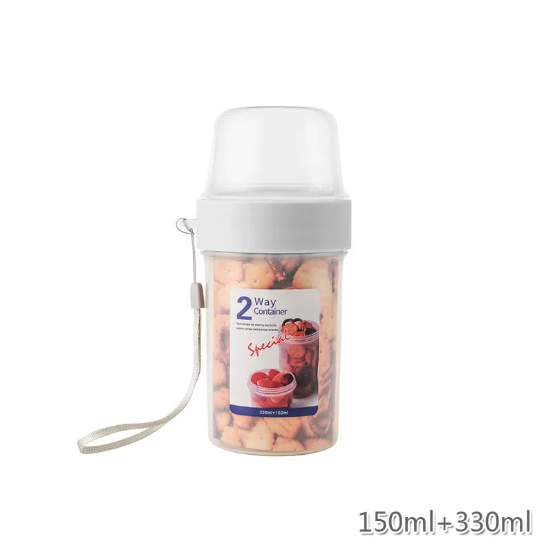 Pogah Cereal on The Go, Cup Container Breakfast Drink Milk Cups Portable Yogurt and Travel To-Go Food Containers Storage with Spoon(Red)