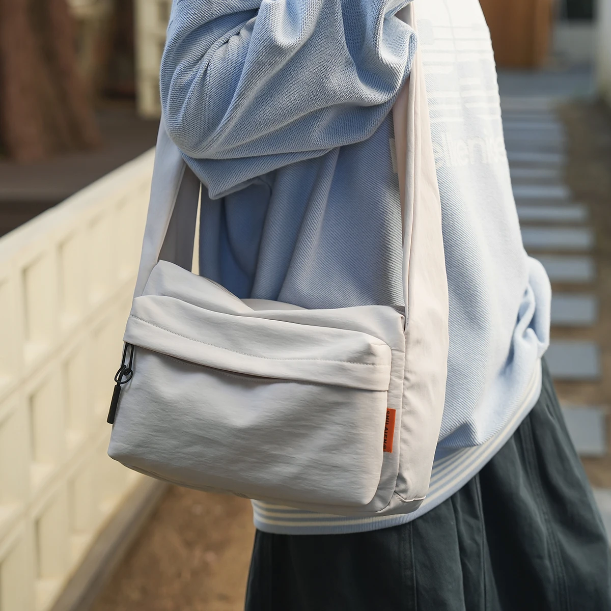 Crossbody Bag for Men, Large Capacity Student Canvas Shoulder Bag, Chest Bag, Commuting Cycling Waist Bag, Mobile Phone Bag, Portable Small Shoulder Bag