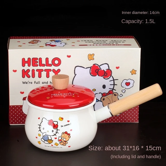 Hello Kitty pentola per il latte smaltata manico in legno creativo  caffettiera per il latte fornello
