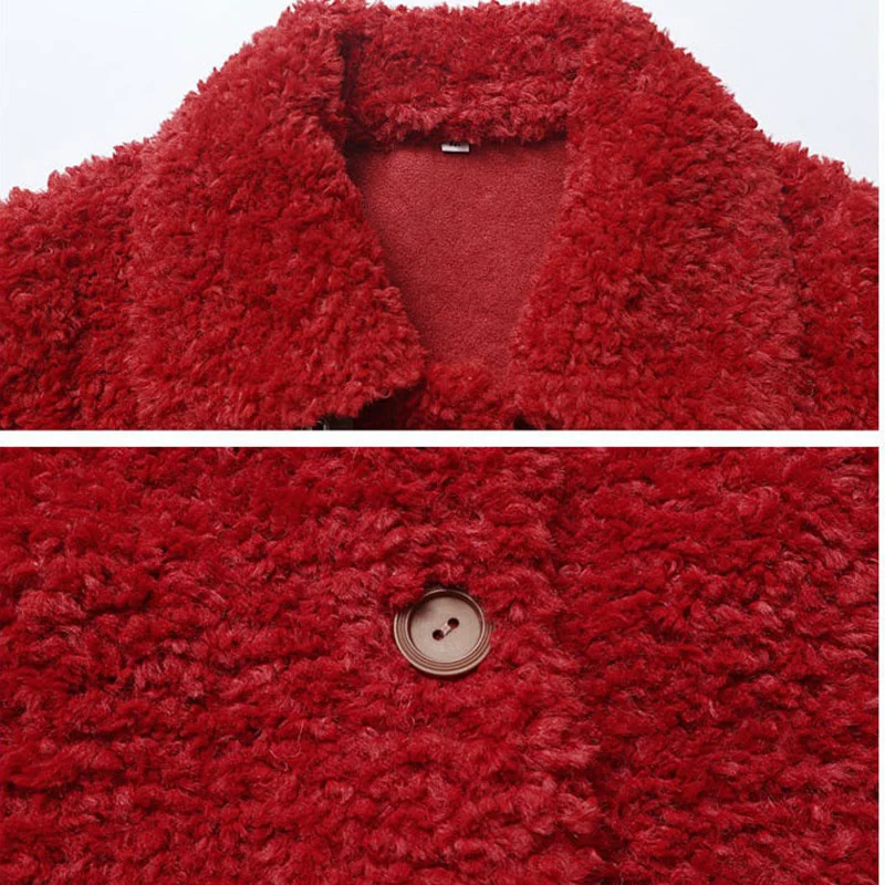 2023 New Women Lamb Wool Coat Spring Autumn Fur Integration Coat Middle aged Woman Mid-length Fur Overcoat Winter Jacket Femme