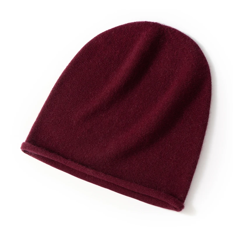 Women Hats 2025 Winter New 100% Cashmere Knitted Headgears Soft Warm Hat Outdoor Casual Thicken Girl Cap Lady Cap 6 Colors - 6