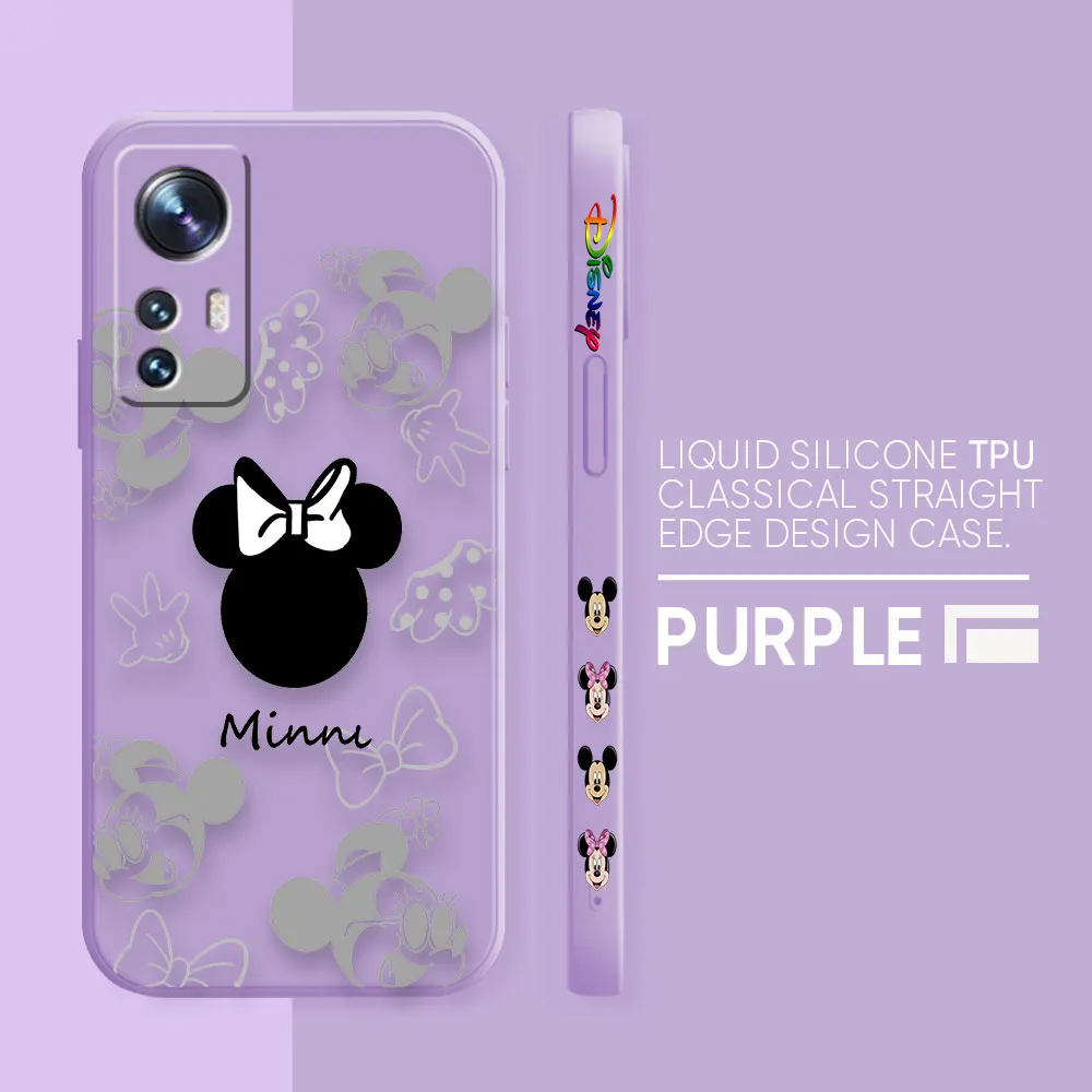 thumbnail image 1 of Case For Xiaomi 13 12 12S 11 11T 10 10S 9 9SE 8 Pro Ultra Lite Colour Simple Liquid Silicone Case Anime Cute Mickey Minnie Mouse, 1 of 5