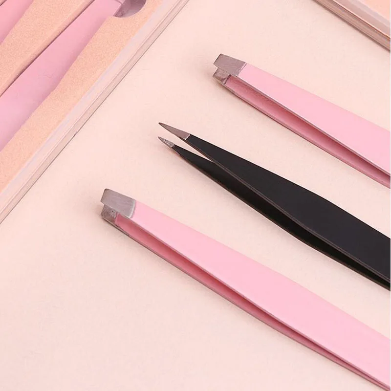 Karsyngirl 2/3Pcs Stainless Steel Straight and Curved Eyelashes Tweezers Eyelash Extension Tweezers False Eyelashes Makeup Tools 5