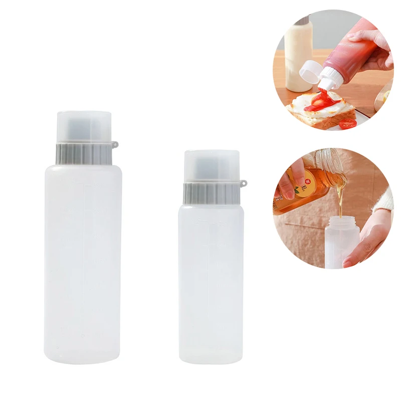 Condiment Squeeze Bottles 350/175ml 5 Hole Ketchup Mustard Bottle Transparent Honey Dispenser Sauces Storage Container Kitchen