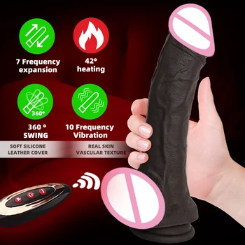 Wholesale from 30 Pieces  For Women Long Realistic Black Penis Telescopic Machine Cock With Remote Control Heated Dildos Vibrator Sex Toys 18 Exporter Big Dildo For Women Long Realistic Black Penis Telescopic Machine Cock With Remote Control Heated Dildos