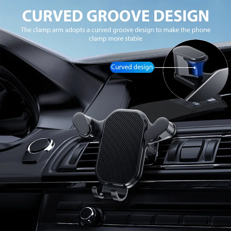 360° Rotatable Car Phone Holder Gravity Lock Phone Mount Flexible Length Adjustment Universal Auto Air Vent Stand for 4-7 Inches
