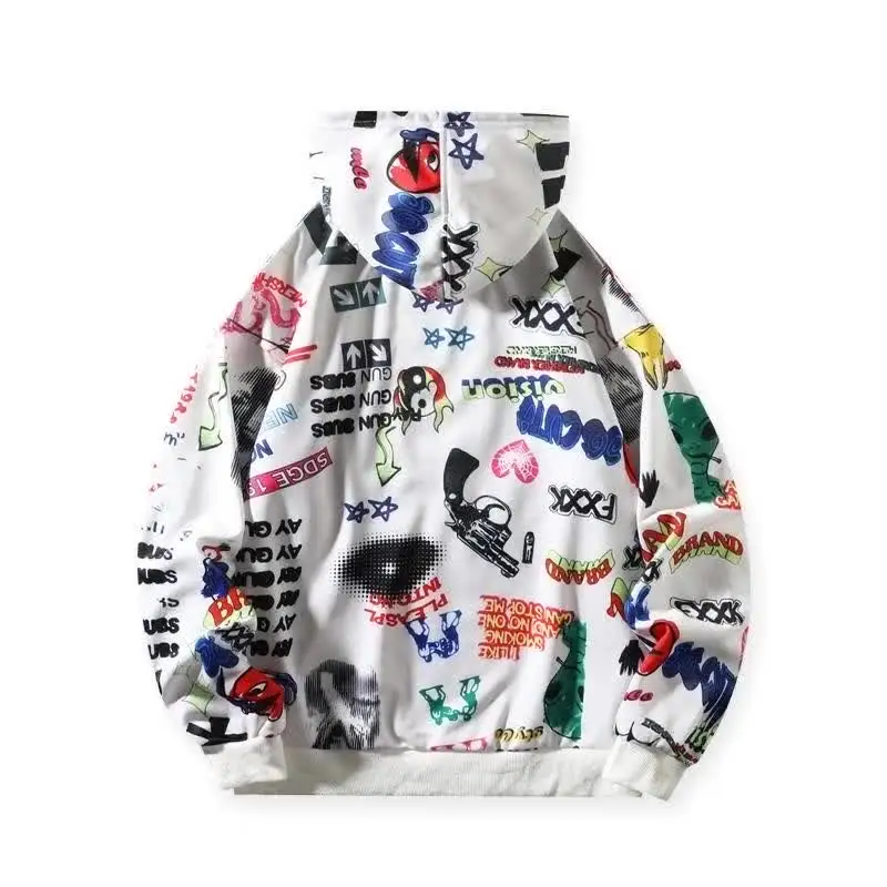 きらきらひかる⭐︎◡̈COGTHEBIGSMOKE|GITTY HOODED Full Zip Up Graffiti Hoodie Women Men Streetwear Harajuku