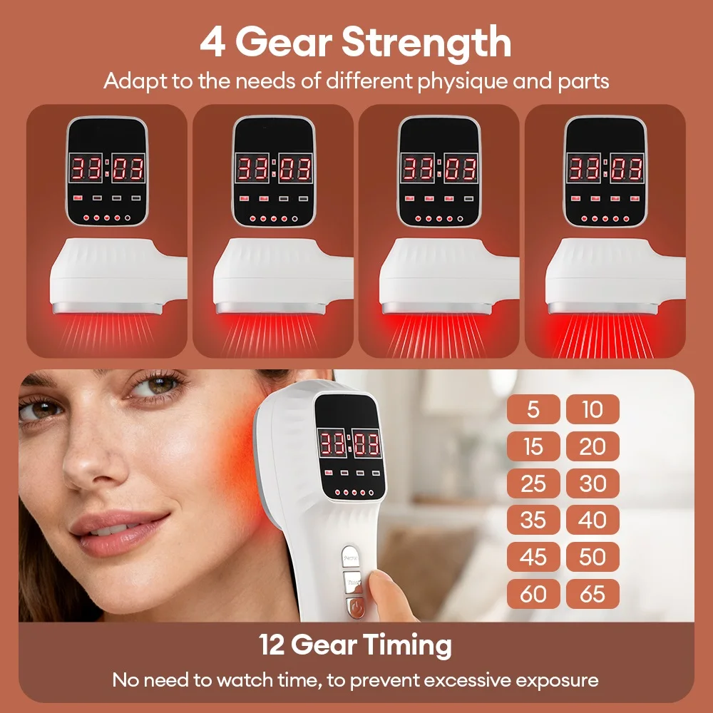 New 650nm 808nm Handheld Facial Body Red Light LED Laser Therapy Beauty Device Anti Aging Wrinkle Acne Body Fatigue Relief Healt