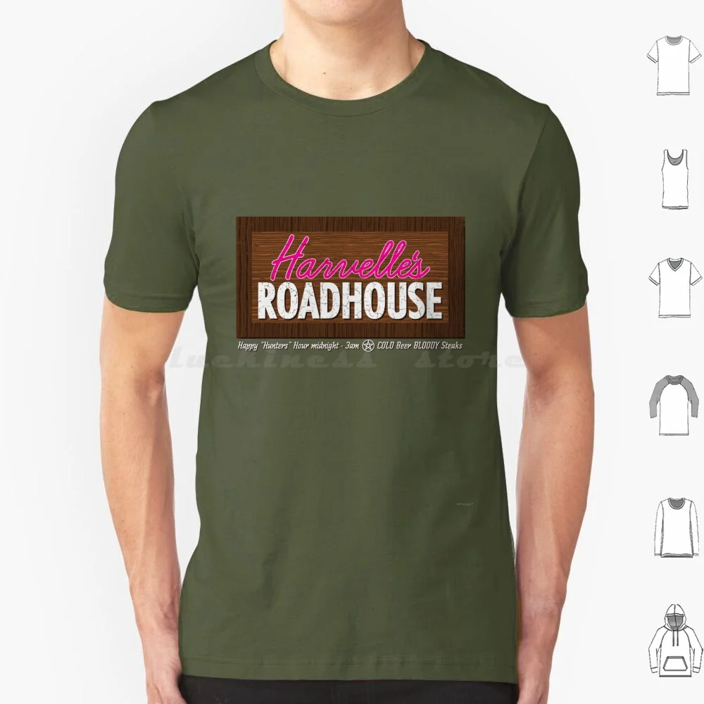 Harvelle'S Roadhouse T Shirt Big Size 100% Cotone Supernatural Winchester Sam Winchester Dean Winchester Bobby Singer Impala 67
