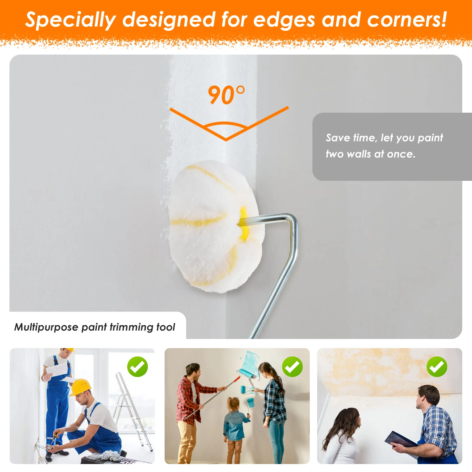 مجموعة أسطوانة طلاء الزاوية ، أداة أسطوانة الزاوية الجافة الفعالة ، مقلم الزاوية ، سهلة التنظيف ، أداة طلاء الزاوية