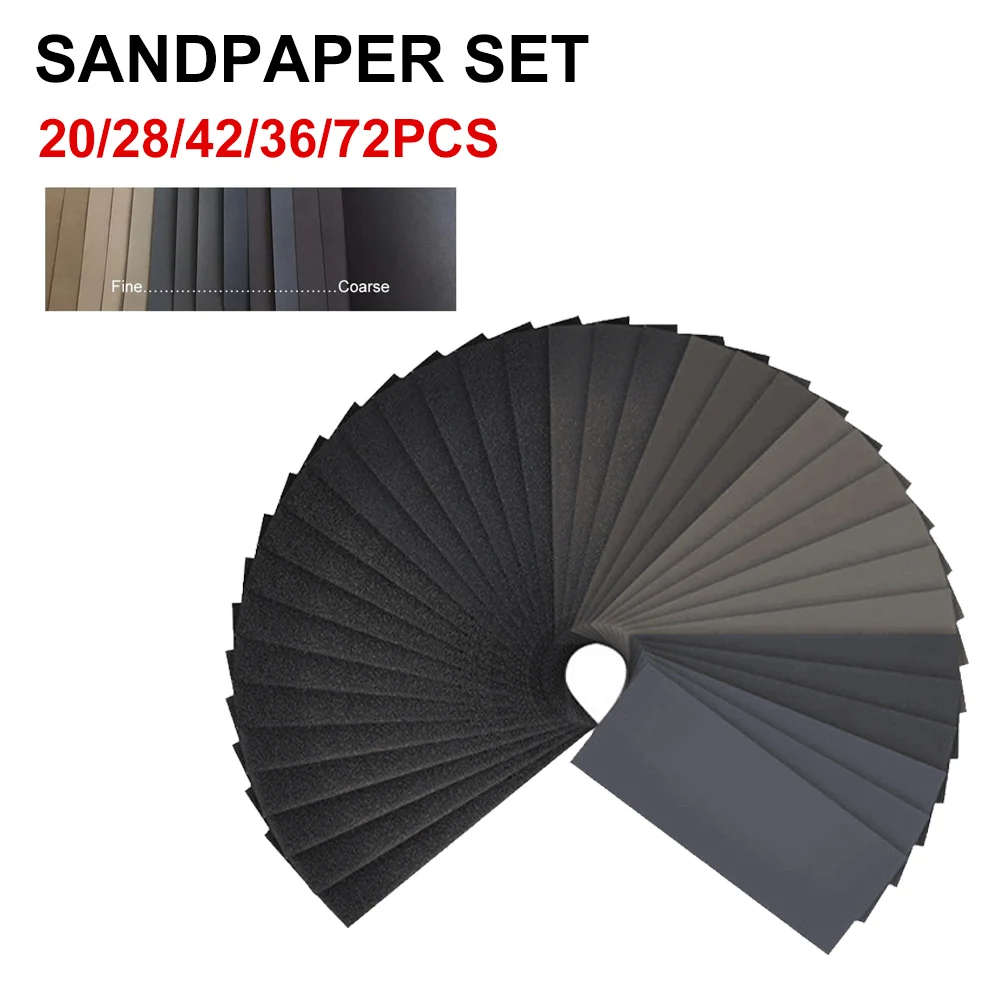 

Wet Dry Sandpaper Set 72 Sheets 120 to 7000 Grit Coarse Fine Sand Paper for Woodworking Metal Polishing Car Polishing Home Decor