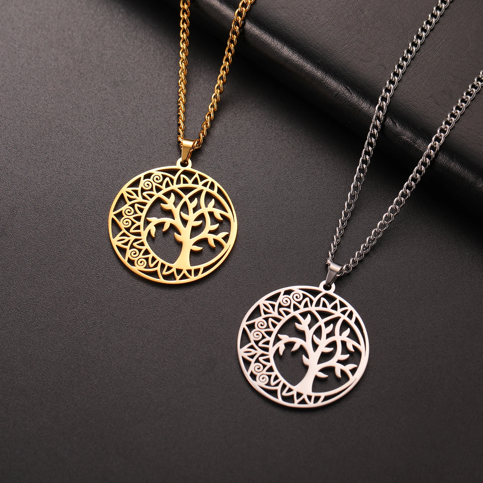 Kkjoy Edelstahl Silber Farbe Baum des Lebens Kette Anhänger Halskette für Frauen Verlobung Schmuck Geschenk trend igen Großhandel neu in – Detail 18