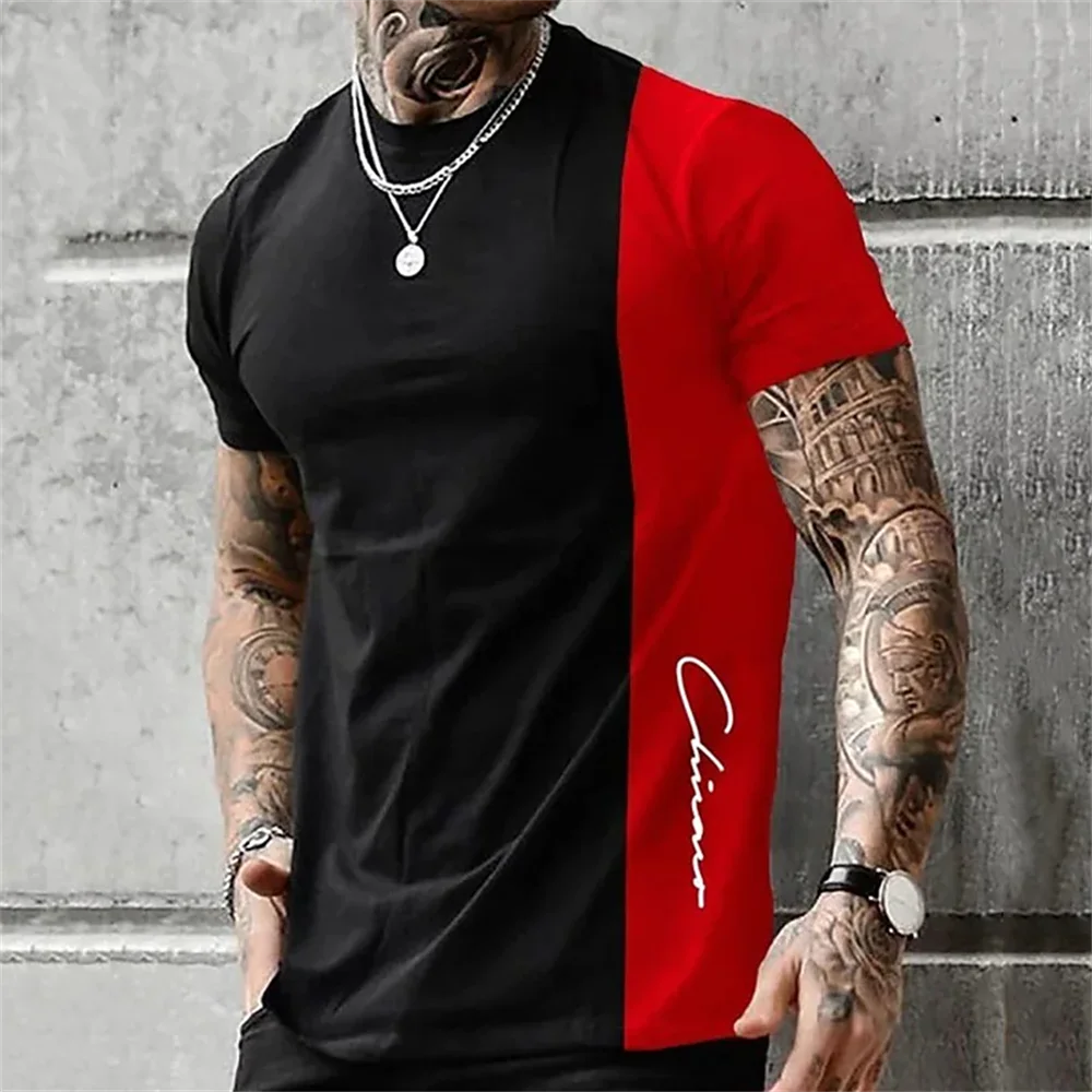 

Men Street T-shirt Summer Mens 3D Stripe Printing Short Sleeve Tops Fashion Everyday T Shirt Oversized Tee Shirt Men Clothing