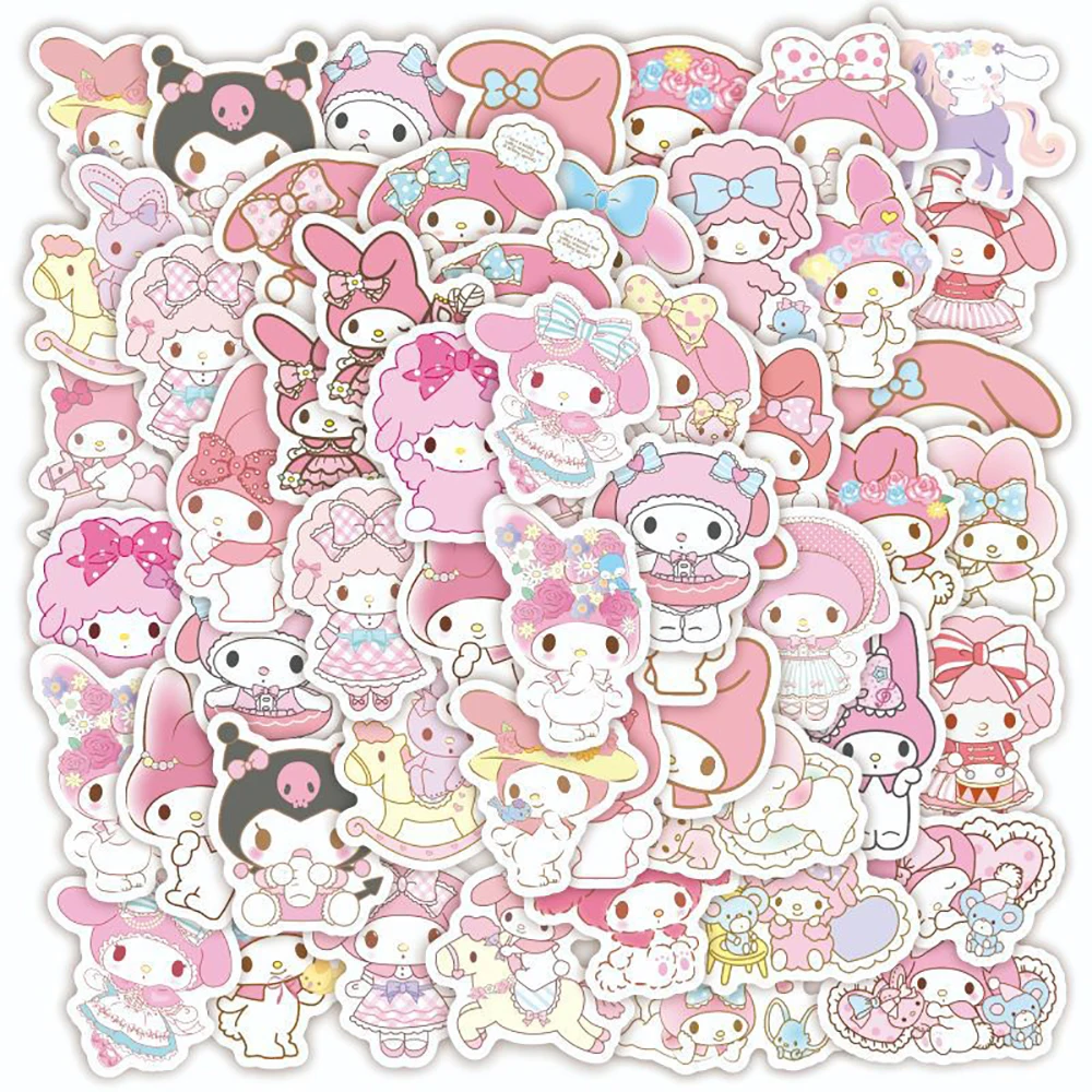 10/25/40PCS Kawaii My Melody Anime Stickers Decal Laptop Guitar Motorcycle Phone Luggage Car DIY Cartoon Sticker For Kids Toys 2