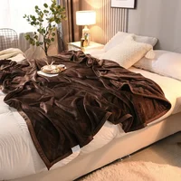 Solid Color Thickened Flannel Blanket, Office Home Multifunctional Throw Blanket, Double Sided Milk Velvet Warm Brown Bed Sheet 2