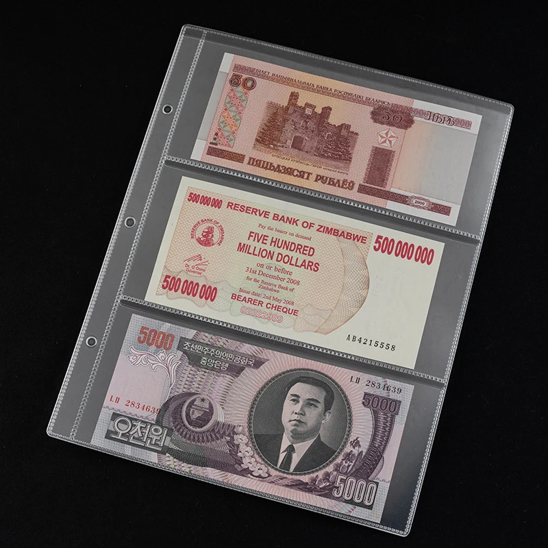 1pc Pages 3 Paper Money Album Currency Banknote Collection Book Storage Album Paper Money Postage Stamps Pocket Holder Book