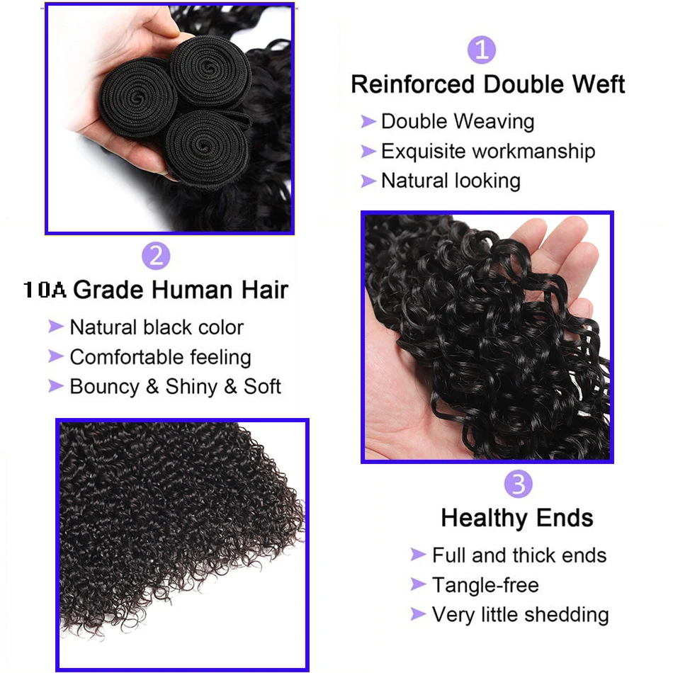 Human Hair Bundles 1/3/4PCS Water Curly Hair Virgin Bundles Extensions