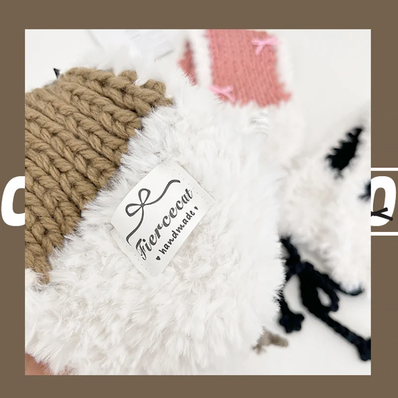 Korean Sweet Pink Hand-knitted Plush Earmuffs Women Autumn and Winter Travel Keep Warm Versatile Hair Accessories warm earmuffs