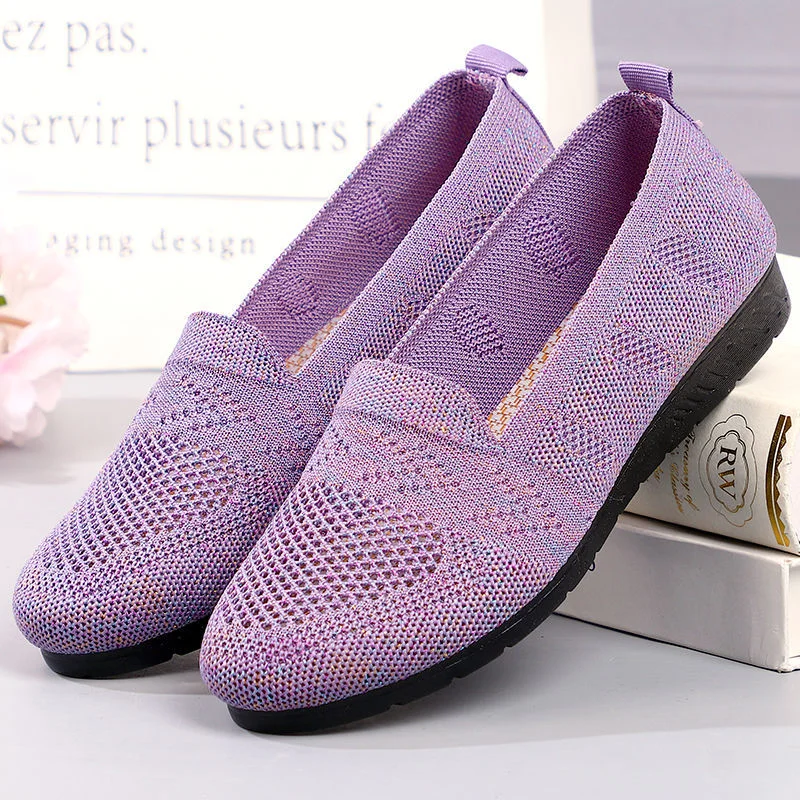New Mesh Breathable Sneakers Women Breathable Light Slip on Flat Casual Shoes Ladies Loafers Socks Shoes for Women