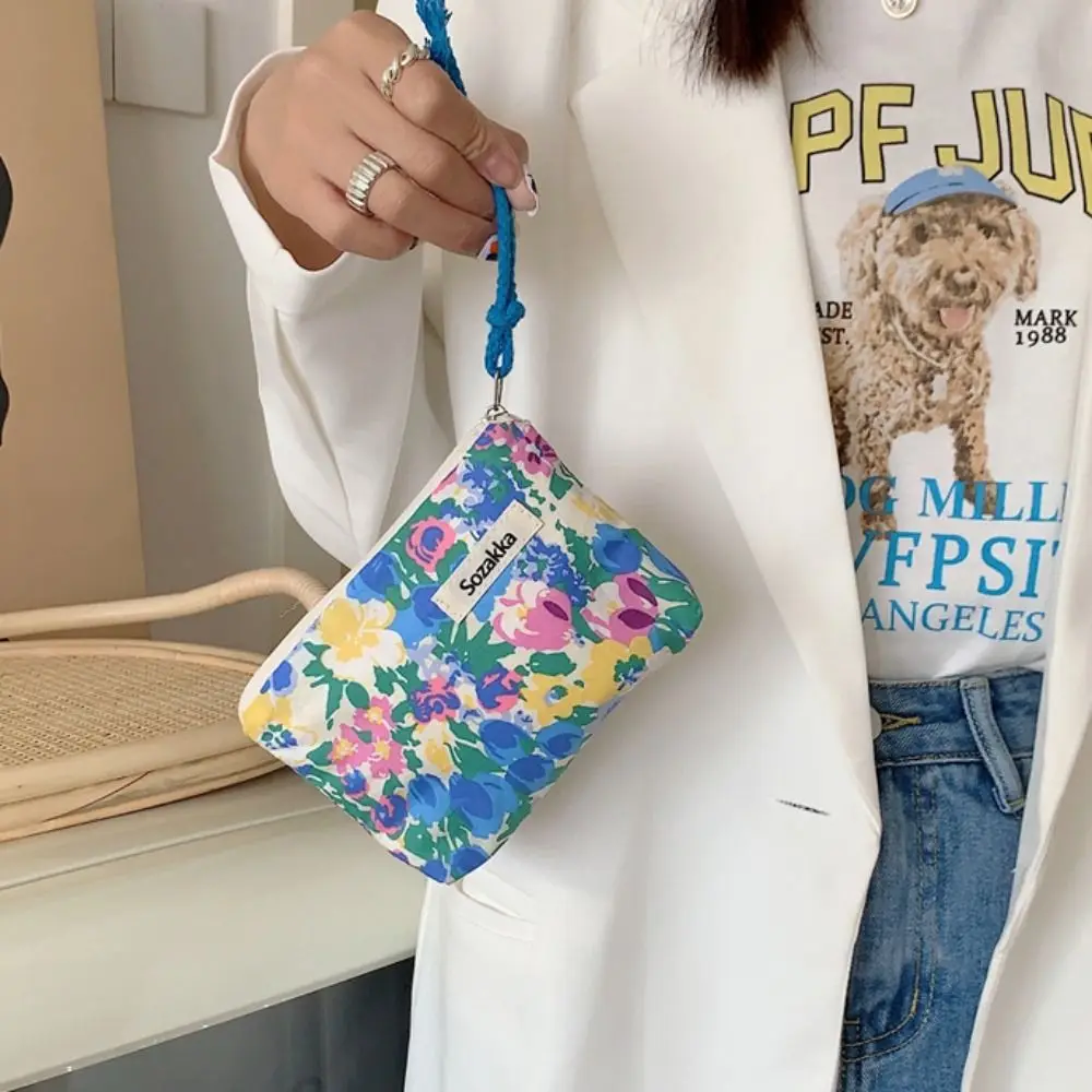 Cute Canvas Coin Purse Floral Storage Bag Wallet Women Girls