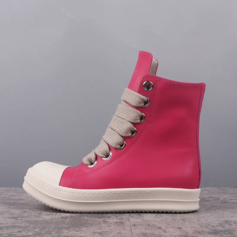 

Men's Casual Shoes Leather Women's Shoes Lace-up Red Solid Men's Sneakers Owens Breathable Shoes for Women
