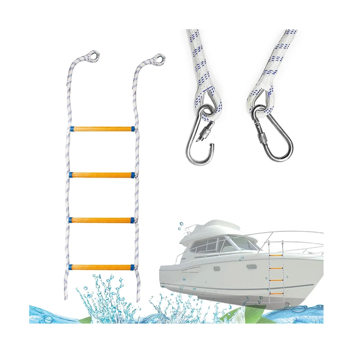 Boat Ladder for Fishing Boat,Portable Boat Rope Ladder for