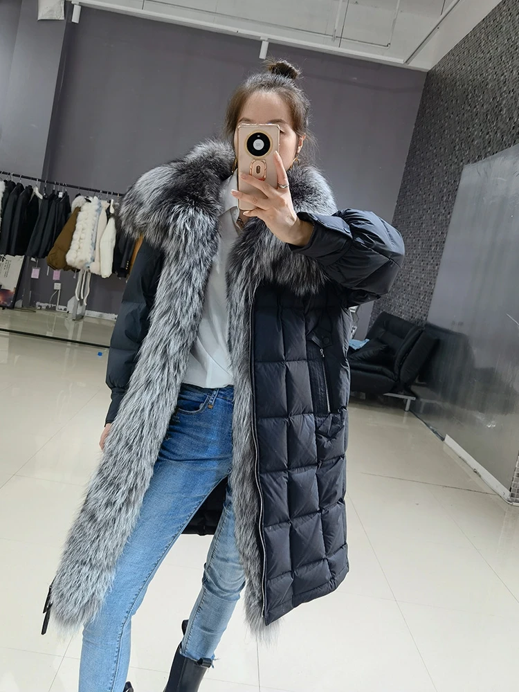 

Fashion Real Natural Fox Fur Collar Thick Warm Goose Down Coats Long Winter Coat For Women Luxury Puffer Jackets Female Outwear