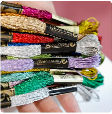 Hot 19Pcs Metallic Embroidery Skein Threads Multi-Color Embroidery Floss  Glitter Embroidery Thread Cross-Stitch Thread