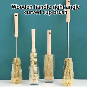 Long Handle Bottle Brush Cleaner for Kitchen Cleaning Brush Wooden Handle Nylon Bristles Small Brush for Kitchen Cleaning Tools