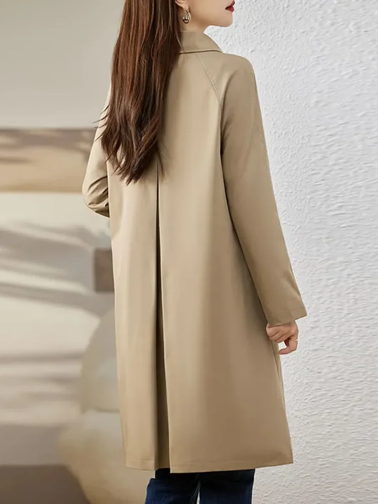 Elegant Casual Lapel Neck Trench Coats Women Single Breasted