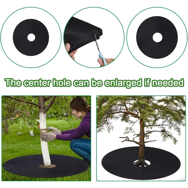 10PCS Non Woven Tree Mulch Ring Weed Mats Barrier Landscape Fabric for Landscaping