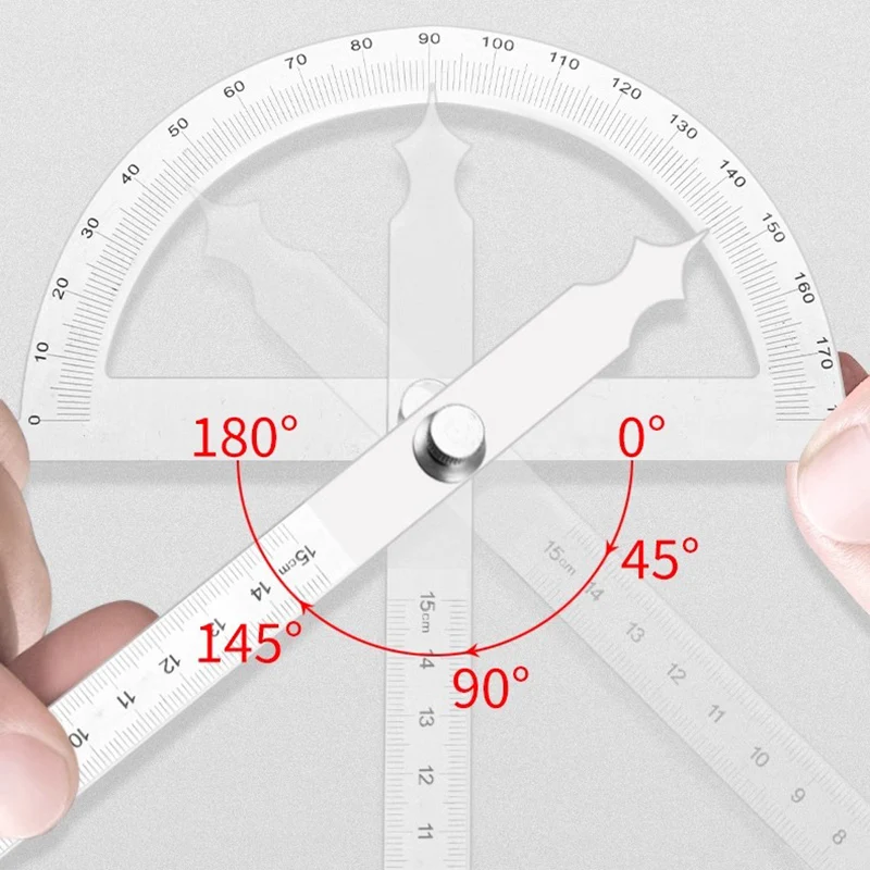 Stainless Steel Angle Ruler, Woodworking Manual Measuring Tool, 0-180 &deg; Metal Angle Measuring Instrument, Round Head Protractor