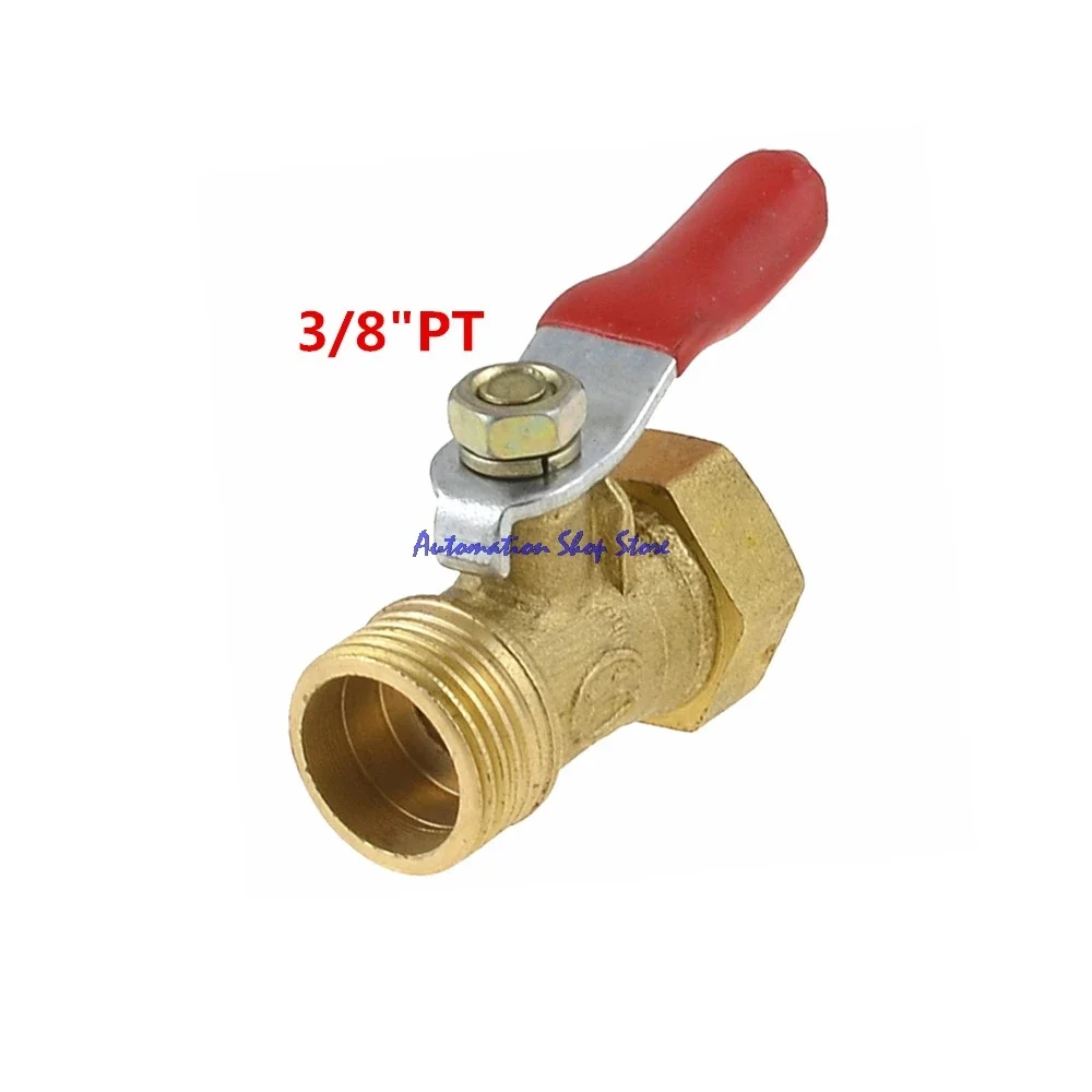 1pcs PT Male to 3/8" Female Thread Red Lever Handle Full Port Brass Ball Valve