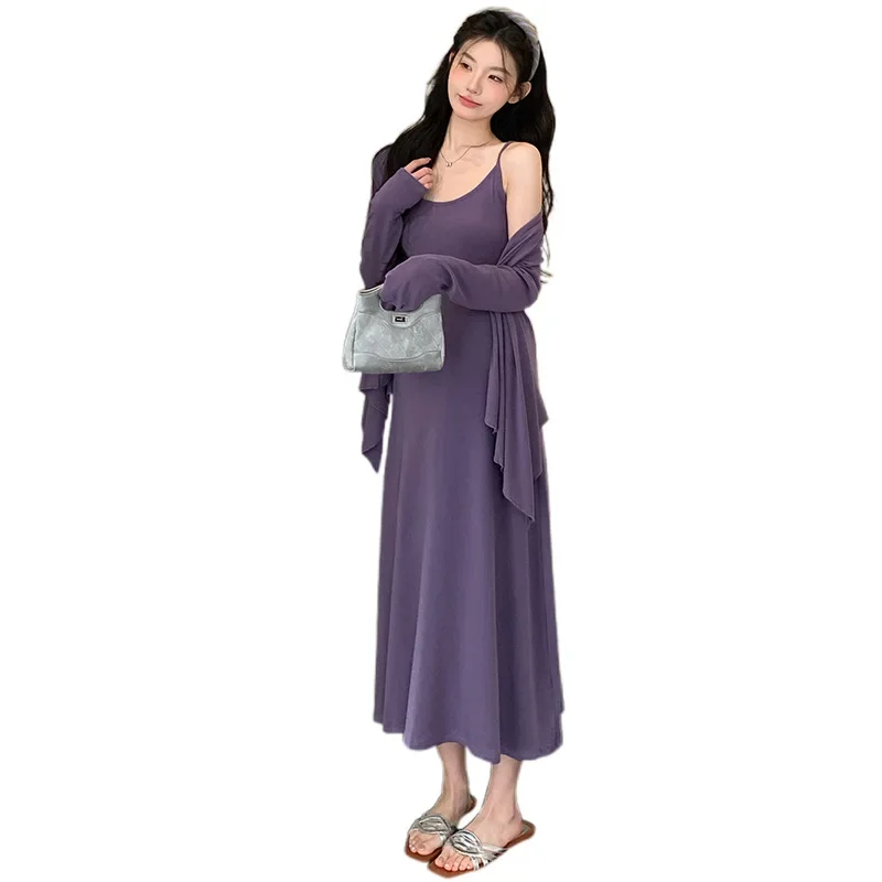 Spring Pregnant Women Dress Set Strapless Gown plus Irregular Coat Unisex Comfortable Maternity Outfit