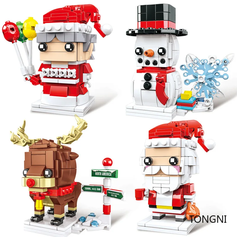 2020 Single 1pcs Christmas Santa Claus Elk Snowman Tree Model Building Blocks Model Gift Toys for Children Xmas 5