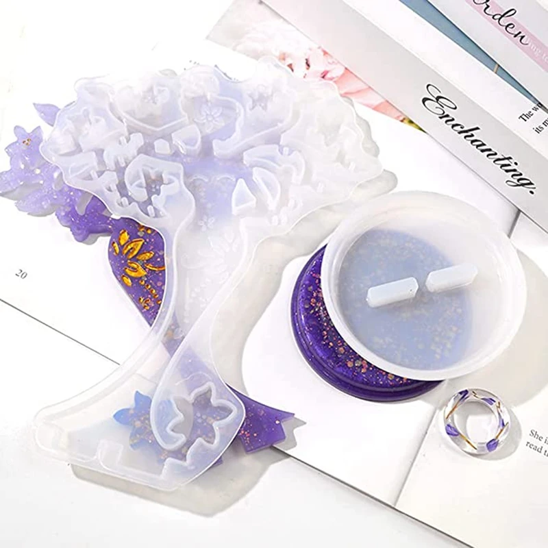 

2 комплекта, подставка для украшений из смолы, зеркальная форма для изготовления сережек, ожерелий