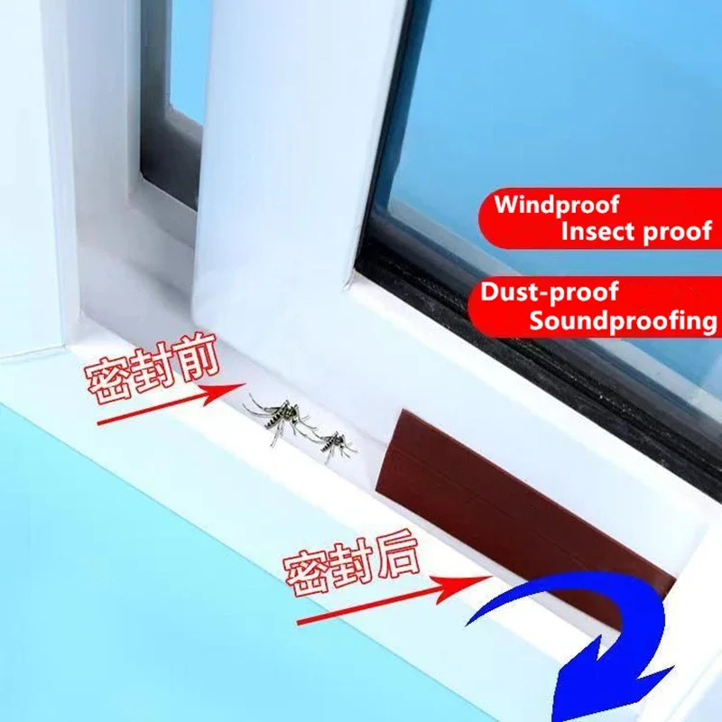 5 Color 9 Size Window Door Bottom Self Adhesive Silicone Rubber Seal Weathering Strip Sealing Tape